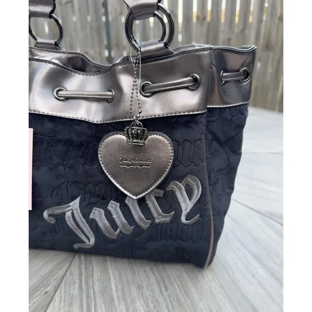 Juicy Couture Day Dreamer Vintage Dreams Tote Bag Black Liquorice/‎ Gunmetal NWT